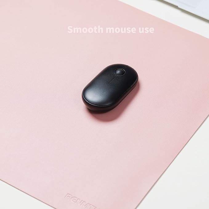 RENMTURE PU Mouse Pad, Faux Leather Large Desk Pad, Home Work Office Accessories, Non-Slip Desk Mat, Waterproof Gaming Pad Desk Blotter (36"x17", Light Pink)