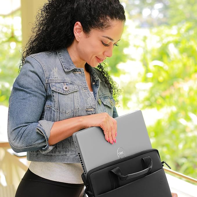 Dell 11-14 EcoLoop Pro Sleeve - CV5423 - Organizer, Front Zippered Pocket, Weather-resistant, Luggage Pass Through, Padded Carry Handles, Detachable Shoulder Strap, Nylex Lining Material - Black