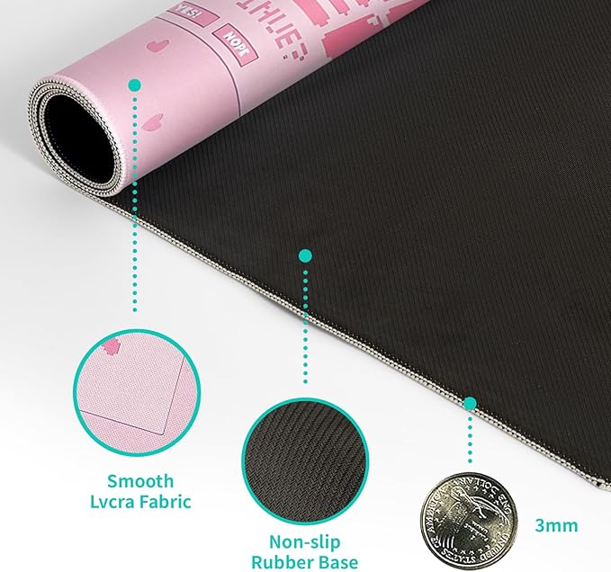 Pink Gaming Mouse Pad 27.6x11.8 Inch Pastel Game Over Large Mousepad Kawaii Office Decor for Women Non-Slip Rubber Base Stitched Edges Keyboard Mouse Mat Desk Pad for Office Home and Game