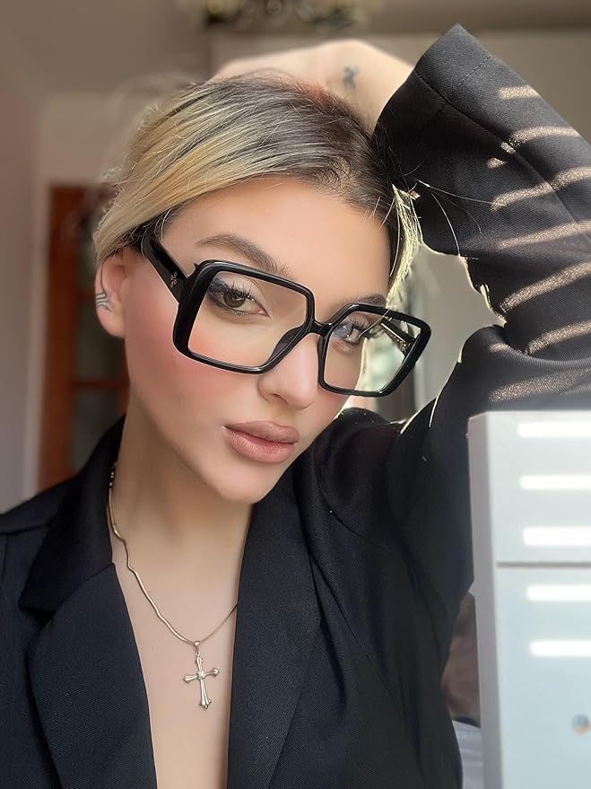 VISOONE Oversized TR90 Blue Light Blocking Glasses Fashion Accessories Non Prescription for Women Harvard
