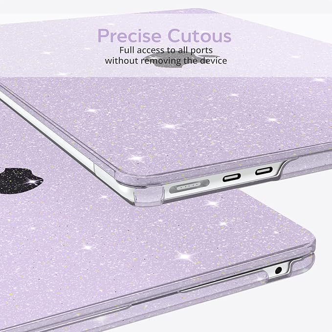 B BELK Compatible with MacBook Air 13 inch Case M5 2026 2025-2022 M4 M3 M2 A3449 A3240 A3113 A2681, Plastic Hard Shell+Keyboard Cover+Screen Protector for MacBook Air 13.6 inch Case, Sparkly Purple