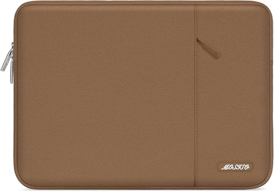 MOSISO Laptop Case 16 inch, 15-15.6 inch Laptop Sleeve Compatible with MacBook Pro 16 M5 M4 M3 M2 M1, HP Acer Dell Lenovo ASUS, Polyester Vertical Computer Sleeve Bag with Pocket, Mocha