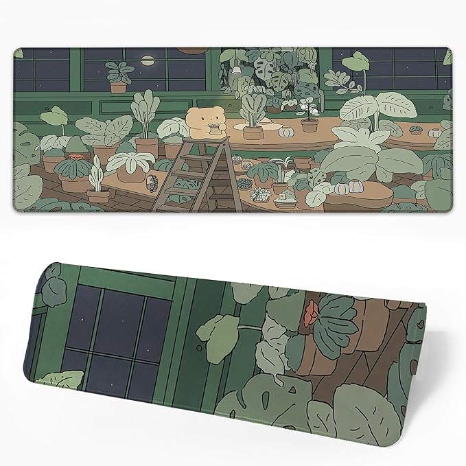Desk Mat Kawaii Anime Desk Pad for Keyboard and Mouse, Large Mousepad with Stitched Edges for Work Game Office, 31.5 x 11.8 in