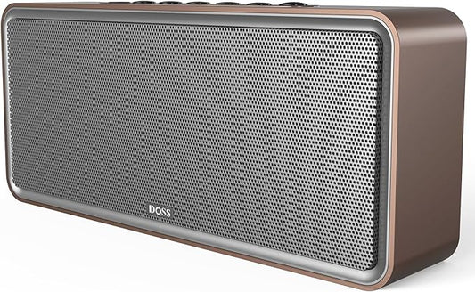 DOSS SoundBox XL Bluetooth Speaker with Subwoofer, Booming Bass, Dual DSP Technologies, TWS, 2.1 Audio Channel for Home, Indoor, Office and Entertainment - Gold
