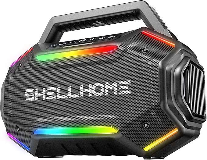 Bluetooth 6.0 Speakers Outdoor, 80W(Peak) Loud Speaker with Bass, 30H Playtime, IPX6 Waterproof, RGB Lights, BassUp 2.0, TWS, Portable Large Jobsite Speakers for Party, Garage