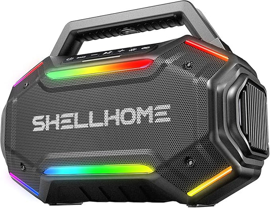 Bluetooth 6.0 Speakers Outdoor, 80W(Peak) Loud Speaker with Bass, 30H Playtime, IPX6 Waterproof, RGB Lights, BassUp 2.0, TWS, Portable Large Jobsite Speakers for Party, Garage