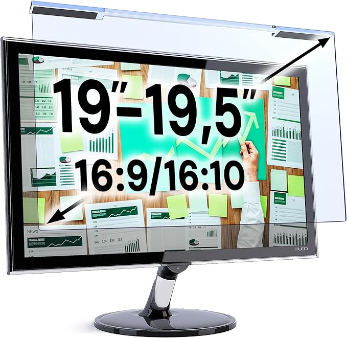 VINTEZ Blue Light Screen Protector for 19, 19.5 Inch Computer Monitor and Laptop – Anti-UV Blue Light Blocking Film for Desktop PC, Eye Protection Filter, 17.3" x 11.4", 1 Pack
