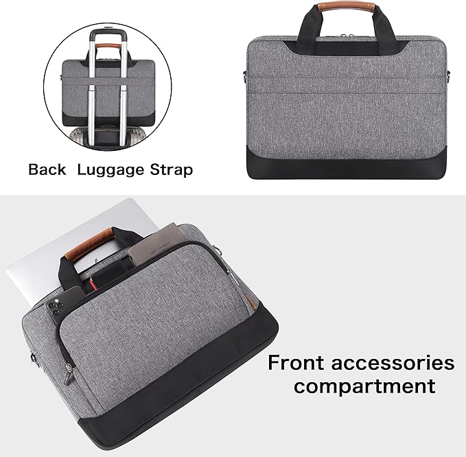DOMISO 13.5-14 Inch Laptop Bag Business Briefcase Laptop Case Ultrabook Notebook Carrying Case Shoulderbag for MacBook Pro 14 Inch 2021 Model A2442 with M1 Pro/ M1 Max Chip & Touch ID,Grey