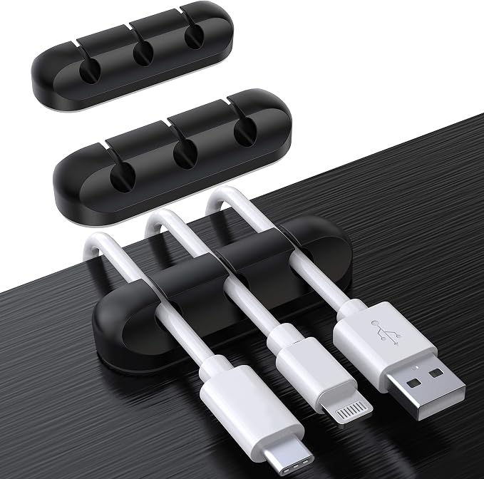 SOULWIT Cable Holder Clips, 3-Pack Cable Management Cord Organizer Clips Silicone Self Adhesive for Desktop USB Charging Cable Nightstand Power Cord Mouse Cable Wire PC Office Home by SOULWIT