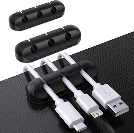 SOULWIT Cable Holder Clips, 3-Pack Cable Management Cord Organizer Clips Silicone Self Adhesive for Desktop USB Charging Cable Nightstand Power Cord Mouse Cable Wire PC Office Home by SOULWIT