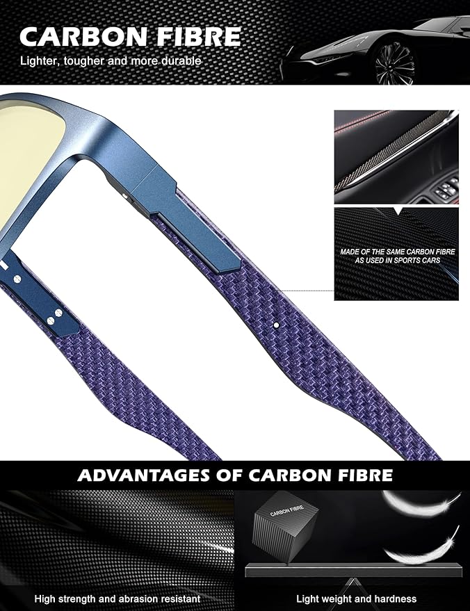 ANYLUV Carbon Fiber Reading Glasses for Men Women, Blue Light Blocking Computer Readers, Anti Glare Spring Hinge