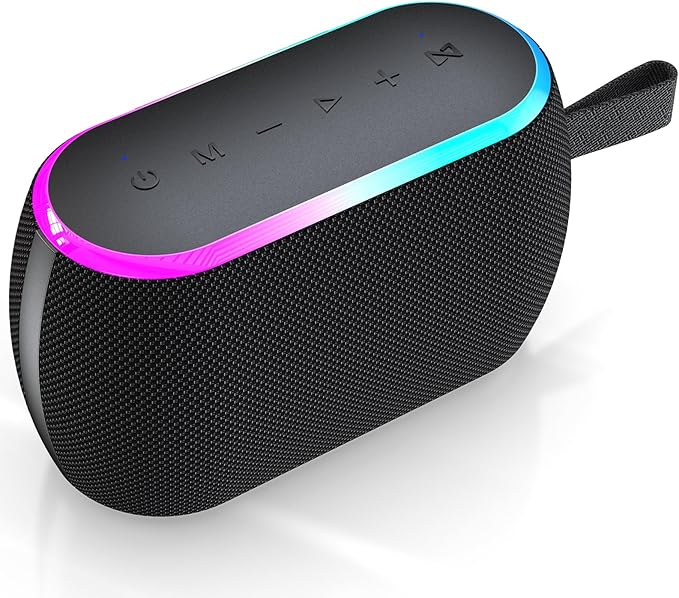 Bluetooth Speaker, 40W Portable Wireless with Stereo Bass, Bluetooth 5.3, IPX6 Waterproof Shower Speakers, LED Lights, TWS Pairing, 12H Playtime for Outdoor Beach Party, Ideal Music Gift