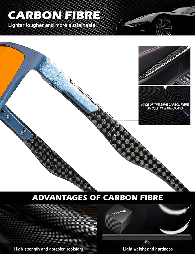 ANYLUV Carbon Fiber Reading Glasses for Men Women, Blue Light Blocking Computer Readers, Anti Glare Spring Hinge
