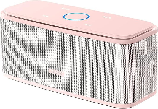 DOSS SoundBox Touch Wireless Bluetooth Speaker-12W HD Sound with Rich Bass, IPX5 Waterproof, 20H Playtime, Handsfree, for Gatherings, Home, Office, Outdoor, Travel-Light Pink