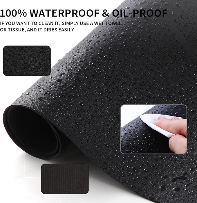 Large Office Leather Desk Mat, Large Mouse and Keyboard Pad, Laptop Pad, Desktop Protector(Black, 31.5 in. x 15.7 in.)