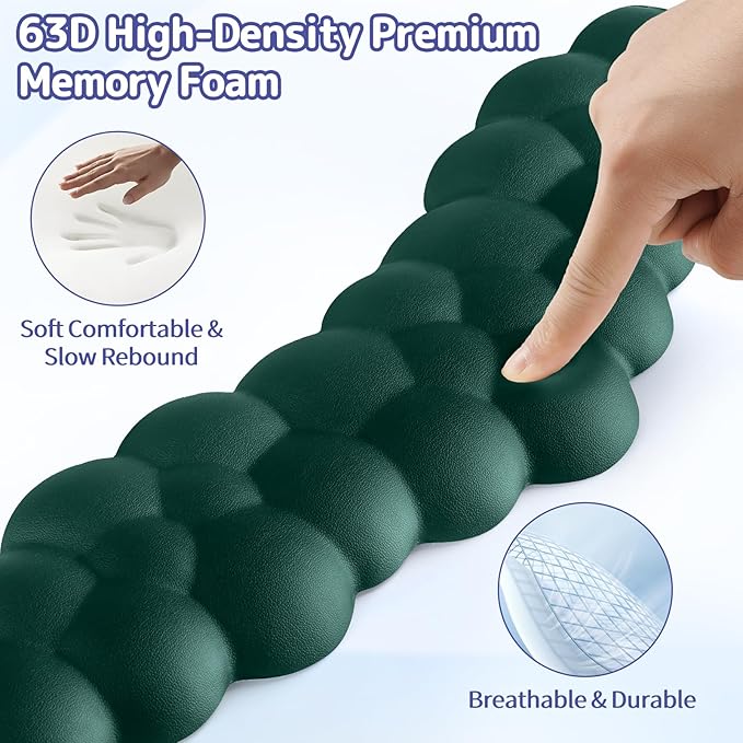 Sushret Cloud Wrist Rest for Keyboard and Mouse, Memory Foam PU Leather Keyboard Wrist Rest with Ergonomic Support, Non-Slip Base, Cute Arm Rest Pad & Palm Cushion, Office Desk Accessory, Dark Green