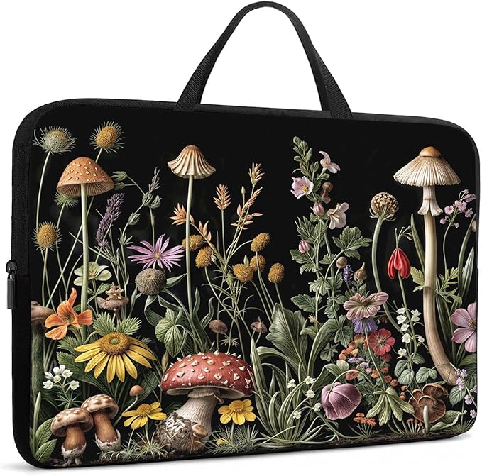 Laptop Sleeve Bag with Handle Computer Protective Soft Cover Case for 14 Inch 13 Inch Laptop,Mushroom in Weed
