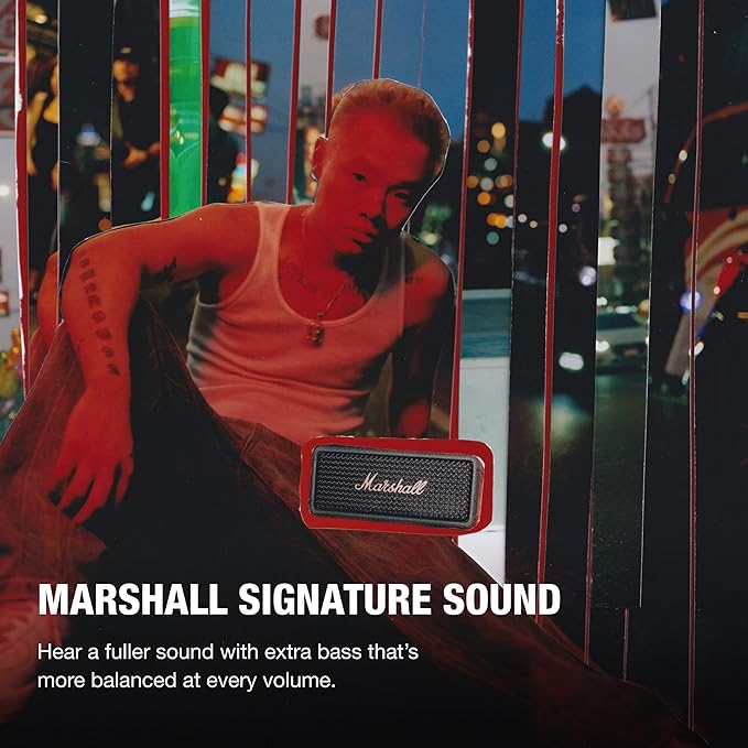 Marshall Emberton III Portable Bluetooth Speaker - Rugged Waterproof IP67 Design | Loud Stereo Sound, Deep Bass with 32+ Hr Playtime | Compact and Wireless for Travel and Outdoors - Black & Brass
