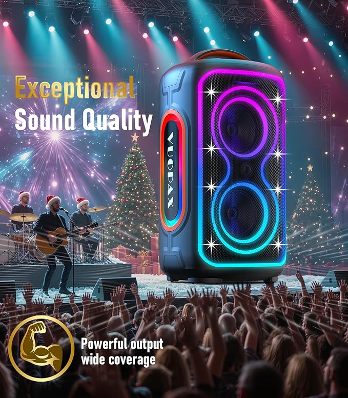 Portable Bluetooth Speaker, 240W Peak Powerful Loud Sound Party Speakers Bluetooth Wireless, Bass Boost/24H Playtime/Fast Charge/RGB Lights/TWS/ IP65 Waterproof Outdoor Speaker for Party, Beach