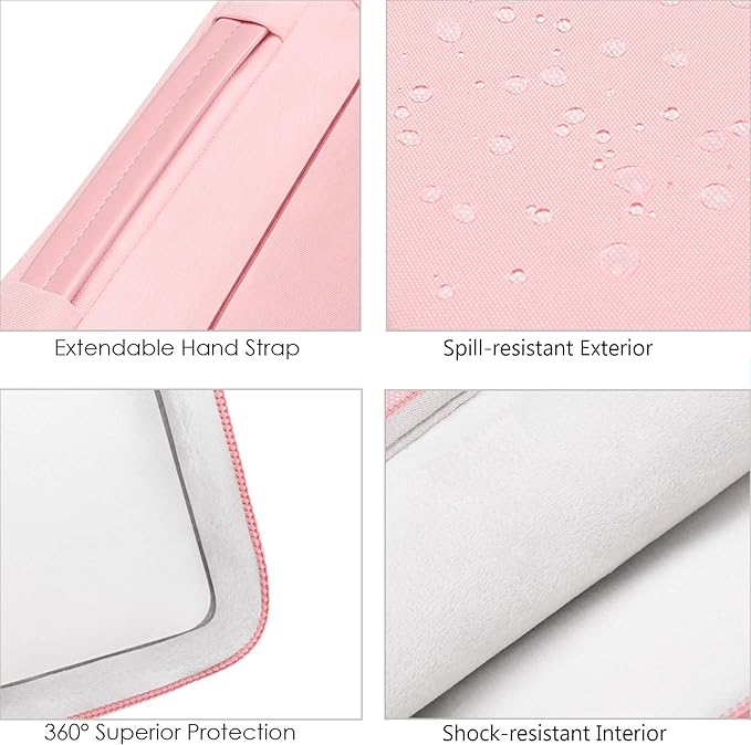Lacdo 360° Protective 15-15.6 Inch Laptop Sleeve Case for Acer HP Lenovo Dell ASUS Laptop, Acer Aspire 15, HP Pavilion 15, Dell Inspiron 15, Lenovo IdeaPad 15, ASUS ZenBook 15 Computer Bag, Pink
