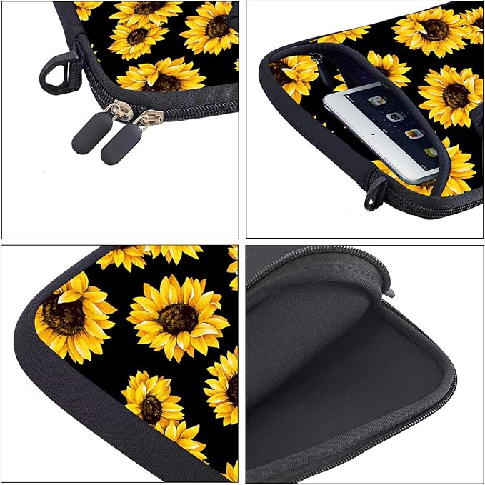 RICHEN 10 inch Messenger Bag Carrying Case with Handle Accessory Pocket Fits 7 to 10-Inch Laptops/Notebook/Kids Tablet (7-10.2 inch, Sunflowers)
