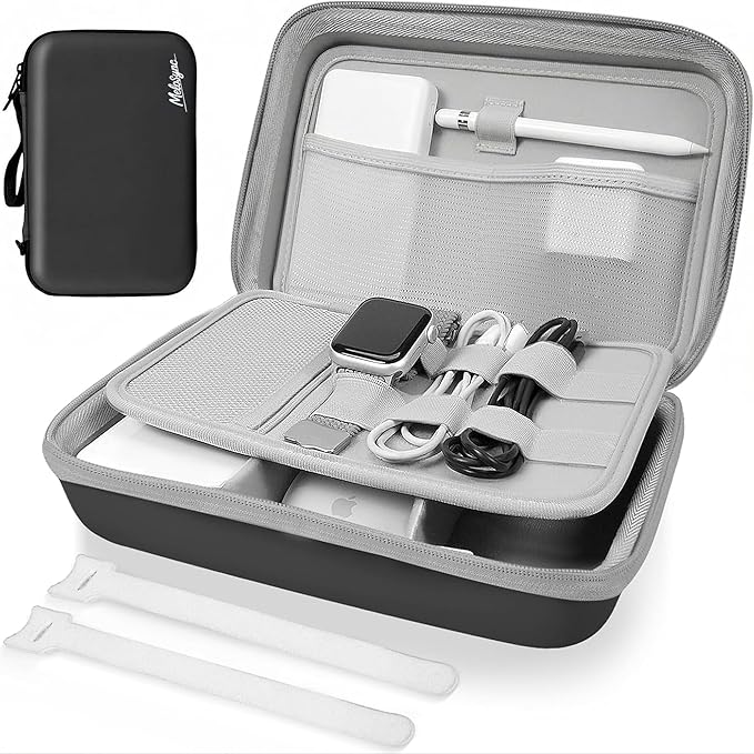 Hard Travel Electronic Organizer Case for Power Bank Chargers Cables USB Flash Drive SD Card Electronics & Backpack Organizer Travel Case Small Portable Accessories Bag, Black