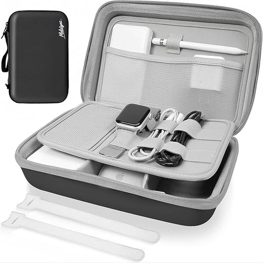 Hard Travel Electronic Organizer Case for Power Bank Chargers Cables USB Flash Drive SD Card Electronics & Backpack Organizer Travel Case Small Portable Accessories Bag, Black