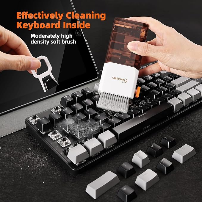 Tassmpitor Laptop Screen Keyboard Cleaner Kit, All in 1 Electronics Cleaning Tool for MacBook iPad iPhone Pro Cell Phone, Brush Tool for Tablet, Computer, PC Monitor,TV Camera Lens with Patent, Brown - Image 2
