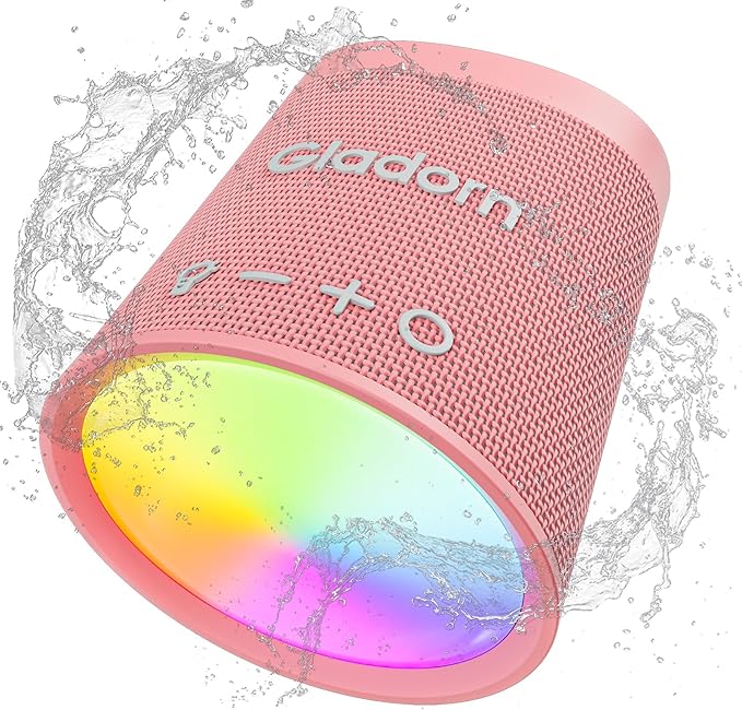 Portable Bluetooth Speaker Wireless with 9 Color Lights, 20H Playtime, Stereo Pairing, Deep Bass, IPX6 Waterproof, Bluetooth 5.3, Small Speaker for Home, Party, Outdoor, Camping