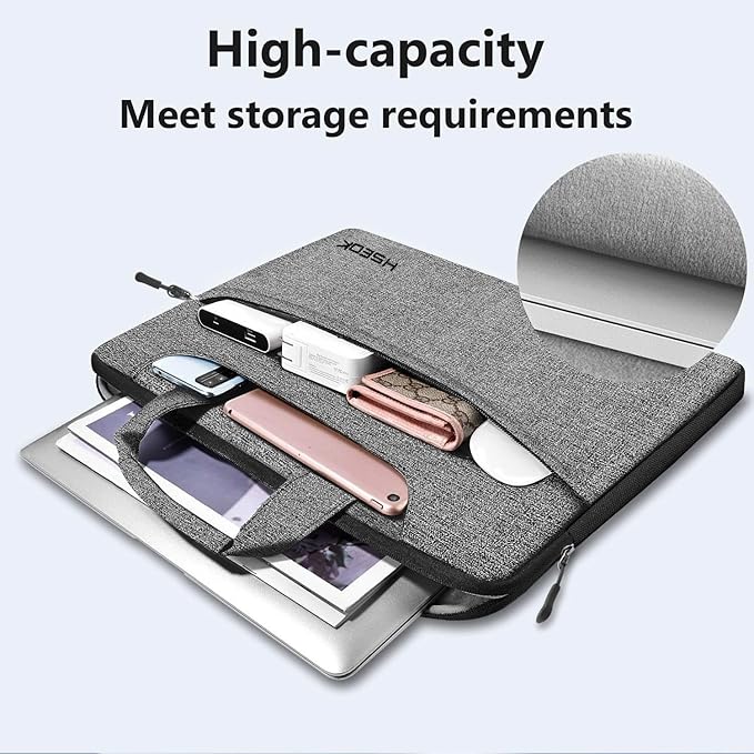Hseok Laptop Shoulder Bag 15 15.6 16 Inch Briefcase,Compatible MacBook Pro/Neo 16",MacBook Air/Pro 15,XPS 15/16 and most 15.6-16 and Most 15-16 Notebooks,Spill-Resistant Handbag,Dark Gray & Black