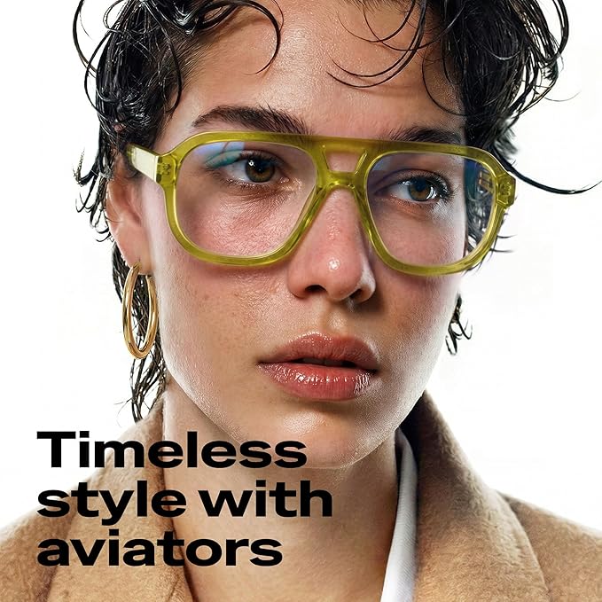 livho Retro Aviator Blue Light Blocking Glasses for Women Men with Soft Case, Trendy Rectangle Computer Eyeglasses