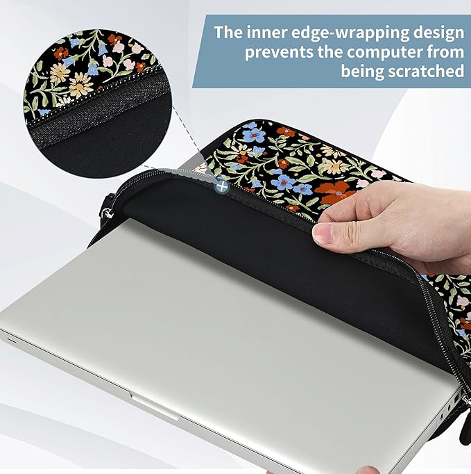 RICHEN 10 inch Messenger Bag Carrying Case with Handle Accessory Pocket Fits 7 to 10-Inch Laptops/Notebook/Kids Tablet (7-10.2 inch, Flowers2)