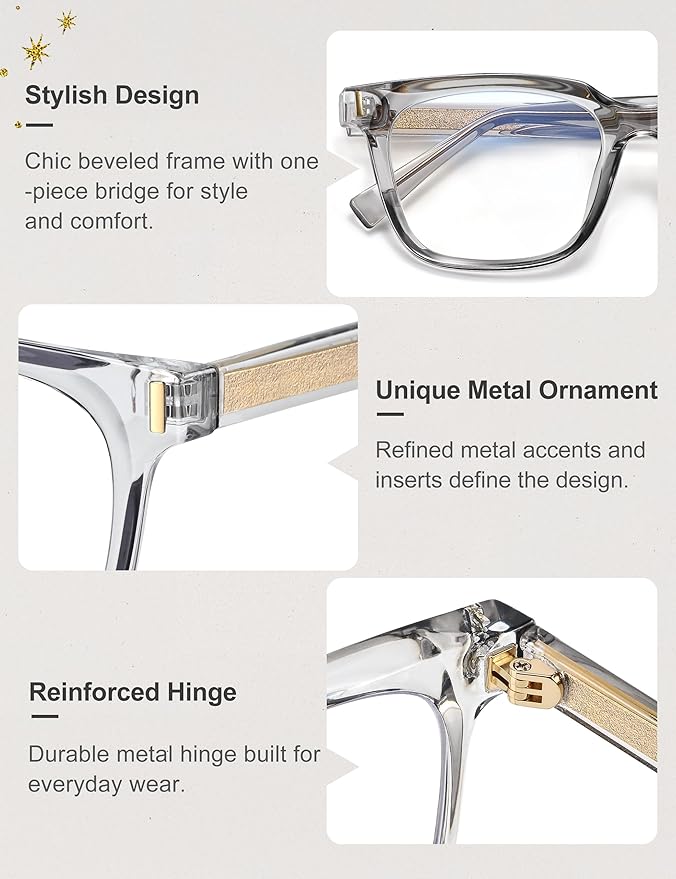 Madison Avenue Trendy Sqaure Blue Light Blocking Glasses for Women with Case, Stylish Anti Glare Glasses for Computer