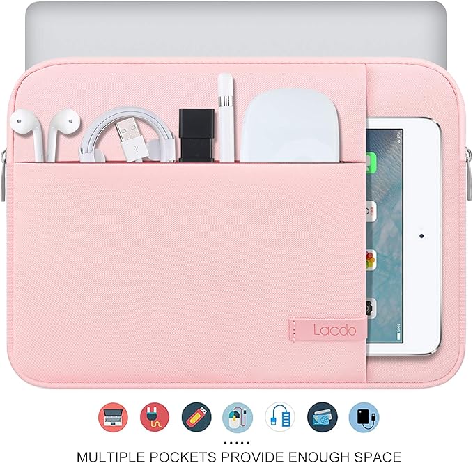 Lacdo 13 inch Laptop Sleeve Case for 13 inch MacBook Air M5 A3449 (2026), M4 A3240 2025, M3 A3113, M2 A2681, M1 A2337 | 13" MacBook Neo A18 Pro A3404 (2026) | iPad Air/Pro 13 M5 Computer Bag, Pink