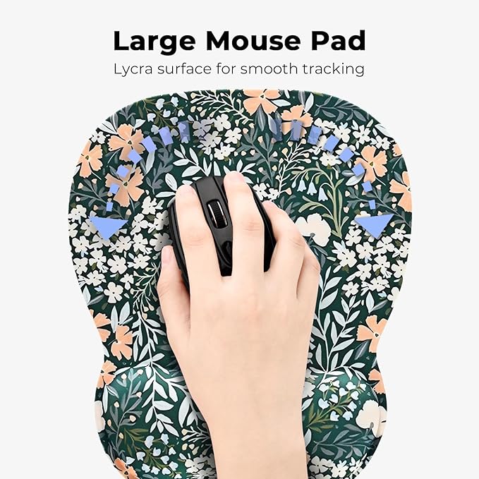 EooCoo Ergonomic Mouse Pad with Wrist Support, Mousepad with Memory Foam Wrist Rest and Non-Slip Base for Computer, Cafe, Home & Office, 9.64 x 8.26 in Office Desk Accessories