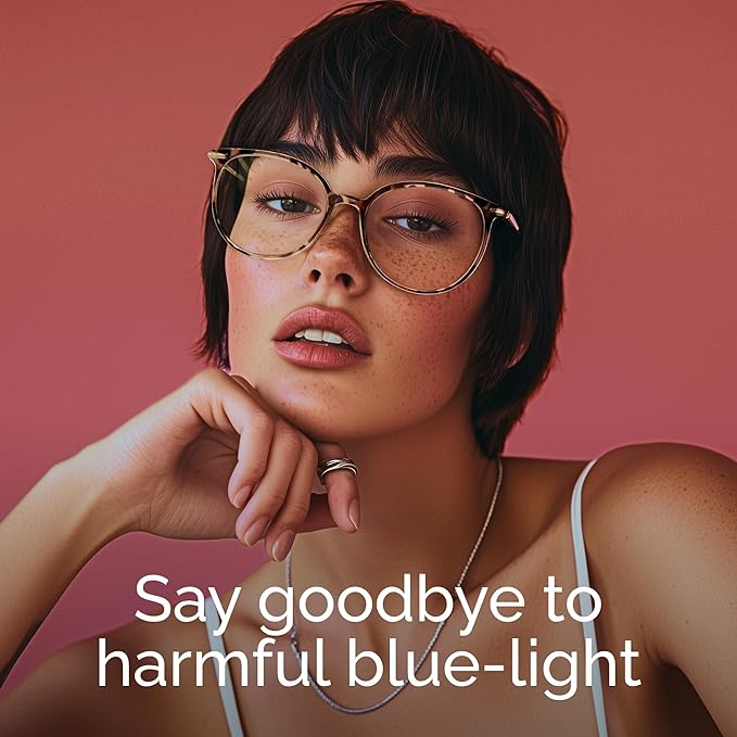 Gaoye Blue Light Blocking Glasses - Trending Round TR90 Frames, Metal Arms, UV400 Protection - Matching Soft Case