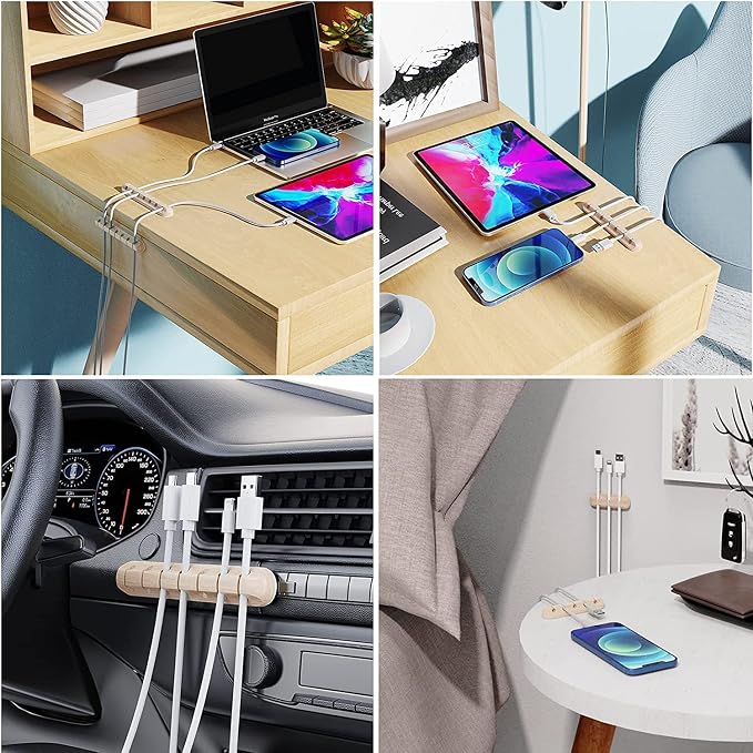 SOULWIT Cable Holder Clips, 3-Pack Cable Management Cord Organizer Clips Silicone Self Adhesive for Desktop USB Charging Cable Nightstand Power Cord Mouse Cable Wire PC Office Home - Image 6