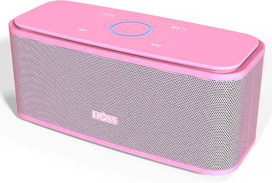 DOSS SoundBox Touch Wireless Bluetooth Speaker-12W HD Sound with Rich Bass, IPX5 Waterproof, 20H Playtime, Handsfree, for Gatherings, Home, Office, Outdoor, Travel-Pink