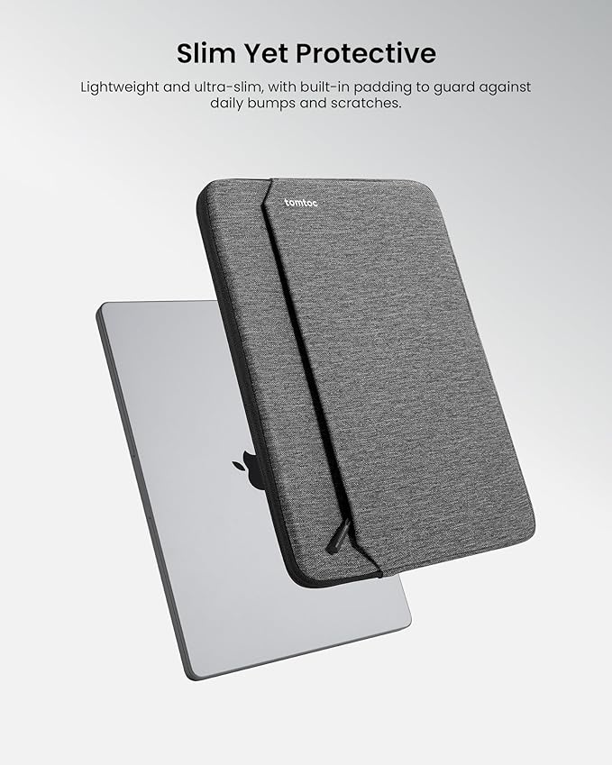 tomtoc Slim Laptop Sleeve for 15-inch 2026 New MacBook Air M5/A3448, M4/A3241, M3/M2, 15 Inch Microsoft Surface Laptop AI PC/7/6, Dell XPS 15 Plus, Recycled Water-Resistant Protective Case Bag