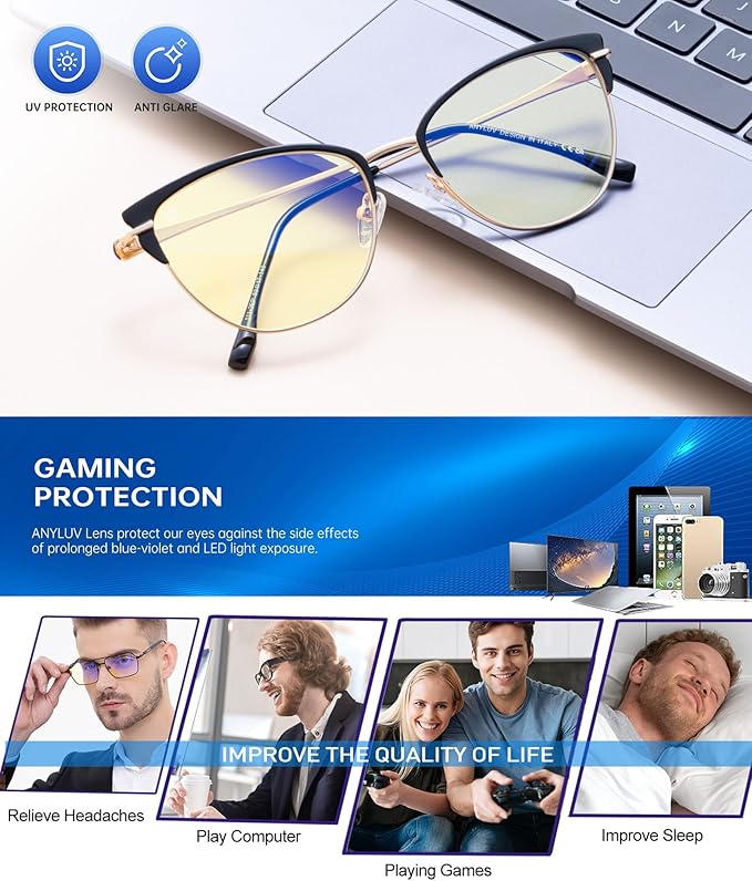 ANYLUV Blue Light Glasses for Woman Men, Womens Blue Light Blocking Glasses Computer Glasses Anti Eyestrain