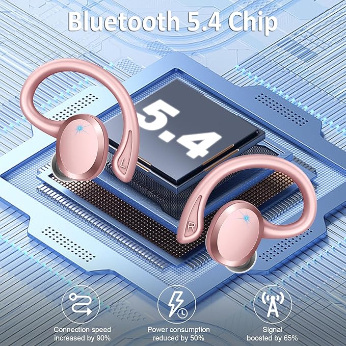 Wireless Earbuds, Sport Bluetooth 5.4 Headphones 2026 New Bluetooth Earbuds with 56Hrs Stereo, 4 ENC Mic, Noise Canceling Over-Ear Buds with Earhooks, IP7 Waterproof Earphones for Workout/Running/Gym