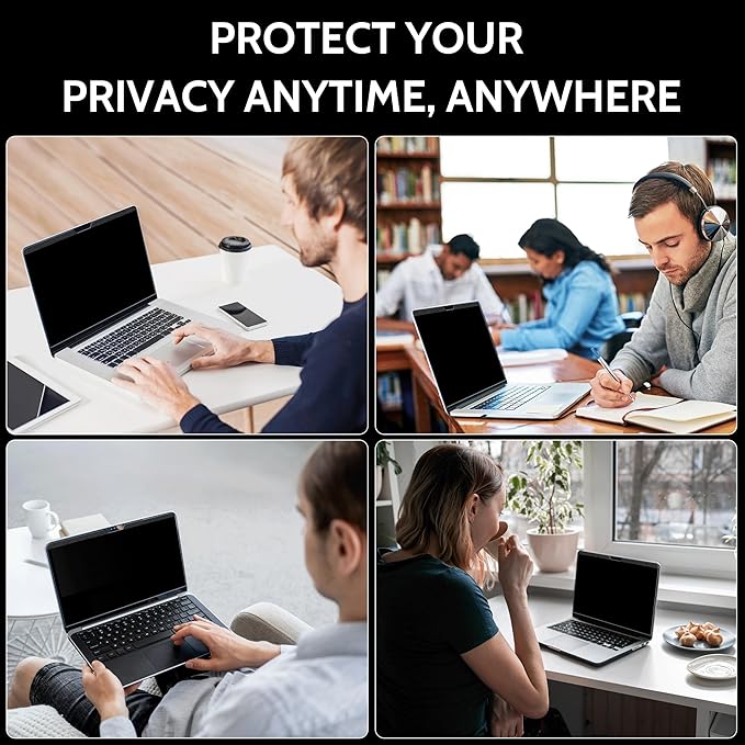 Peslv Magnetic 360° Privacy Screen for Macbook Pro 13 Inch (2016-2022, M1, M2), Removable Matte Anti Glare Blue Light Protector 4 Way Private Security Filter for 13.3" Mac Laptop Computer