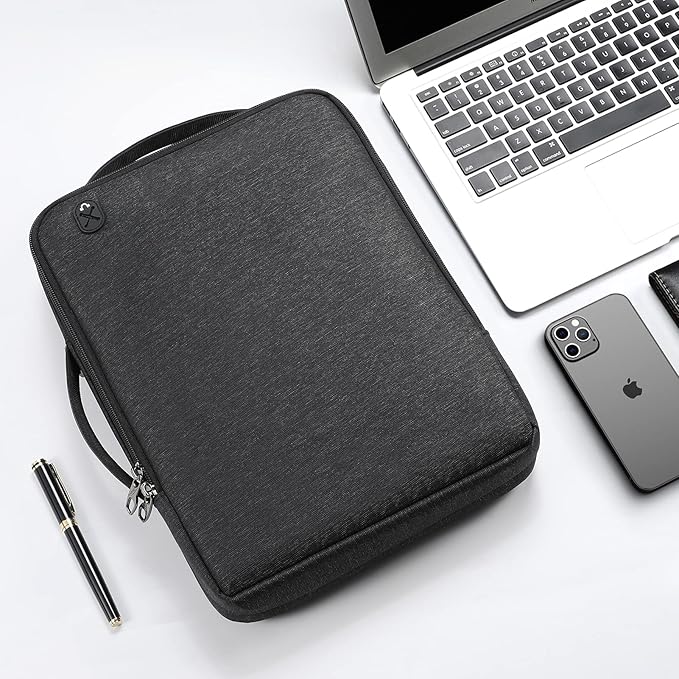 FINPAC 14-inch Laptop Shoulder Bag, Protective Computer Carrying Case Compatible with 15.3" MacBook Air M5/M4/M3/M2, 15-16" MacBook Air/Pro, Surface Laptop/Book, 14" HP/Dell/Acer/Chromebook, Black