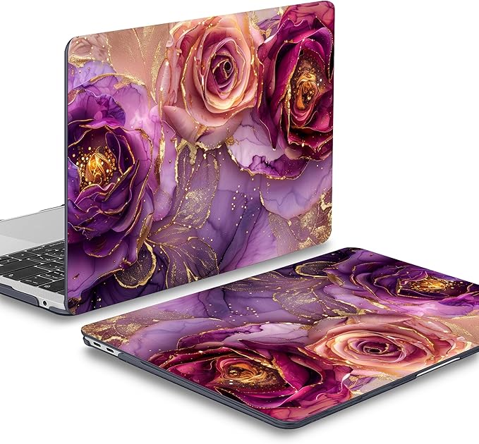 Mektron for MacBook Air 13 inch Case 2021-2018 Release A2337 M1 A2179 A1932, Plastic Hard Shell Case Only Compatible with MacBook Air 13 inch Retina Fits Touch ID, Marble Flowers