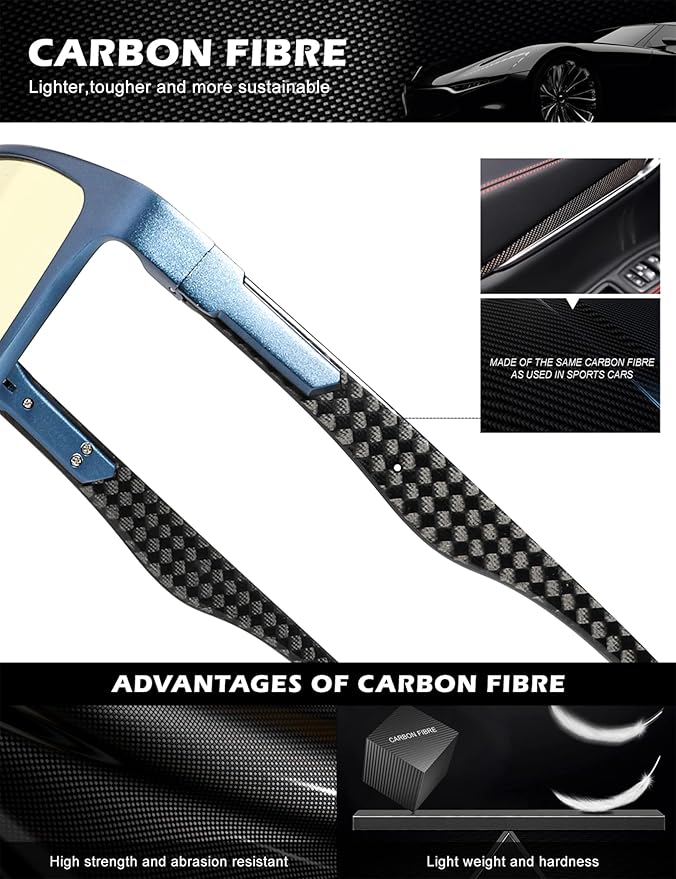 ANYLUV Carbon Fiber Reading Glasses for Men Women, Blue Light Blocking Computer Readers, Anti Glare Spring Hinge