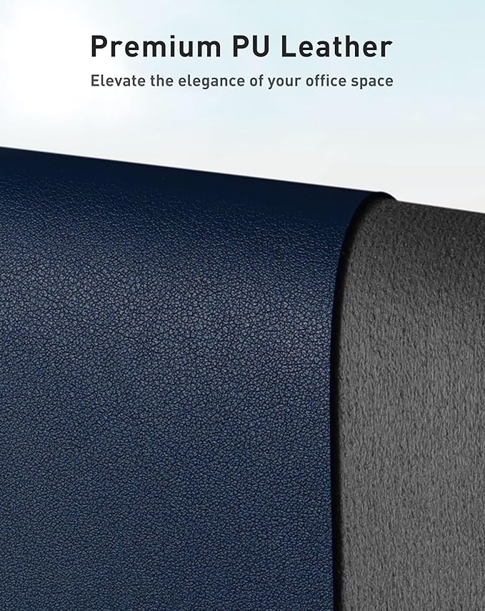 Aothia Faux Leather Desk Mat - Large Mouse Pad, Non-Slip PU Leather Blotter, Waterproof Writing Surface for Office and Home (Dark Blue, 40" x 24")