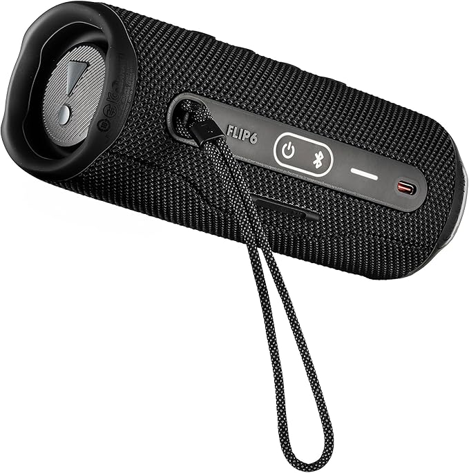 JBL Flip 6 Portable Wireless Speaker | Deep Bass Sound, IP67 Waterproof Rating | Bluetooth Audio for Outdoor, Travel, Beach, Hiking, and Home Use (Black) with Travel Case + Microfiber Cloth
