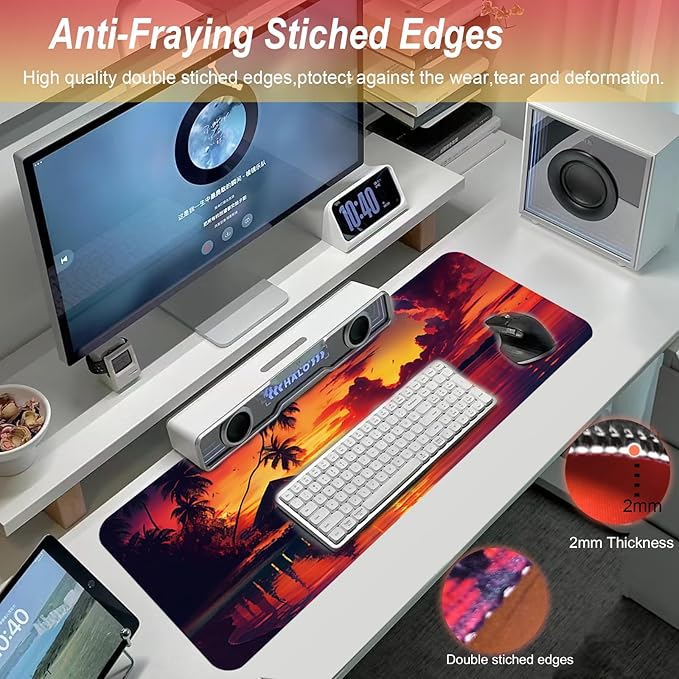 Gaming Mouse Pad 31.5x11.8 inch XL Large Extended Mouse Pad, Big Mousepad Desk Mat for Computer with Non-Slip Rubber Base and Stitched Edge-Sea Sunset
