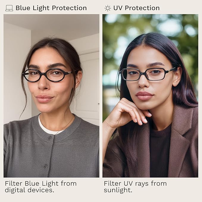 livho Blue Light Glasses for Women – Y2K Aesthetic Frame with Blush Pink Case, 90s Vibe for Screen Time Blue Light Blocking