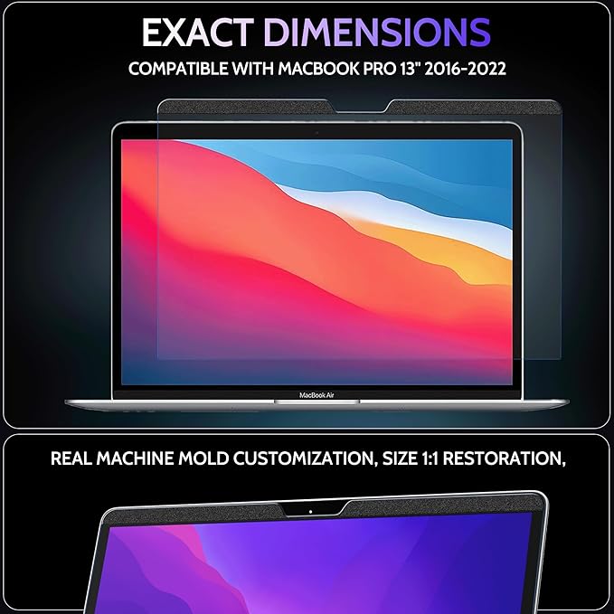 Peslv Magnetic Anti Blue Light Screen Protector for MacBook Pro 13 Inch (2016-2022, M1, M2), Removable Glare Filter for 13.3" Mac Laptop Computer